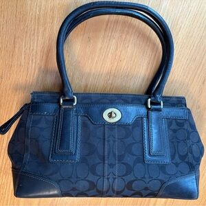 Coach Hamptons Signature Black Canvas & Leather Bag